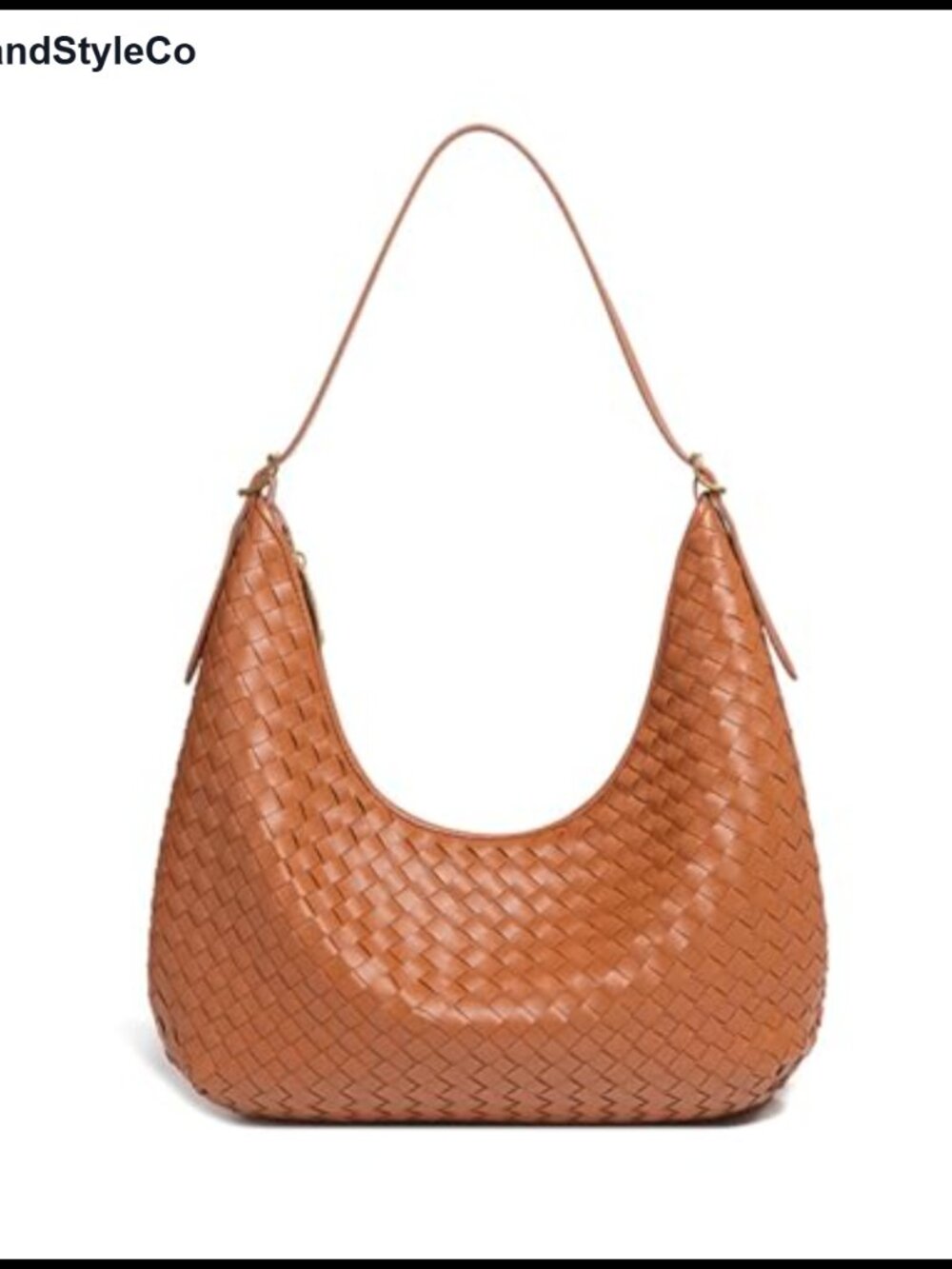 Woven Hobo Bag Large Vegan Leather Crescent Shoulder Purse
